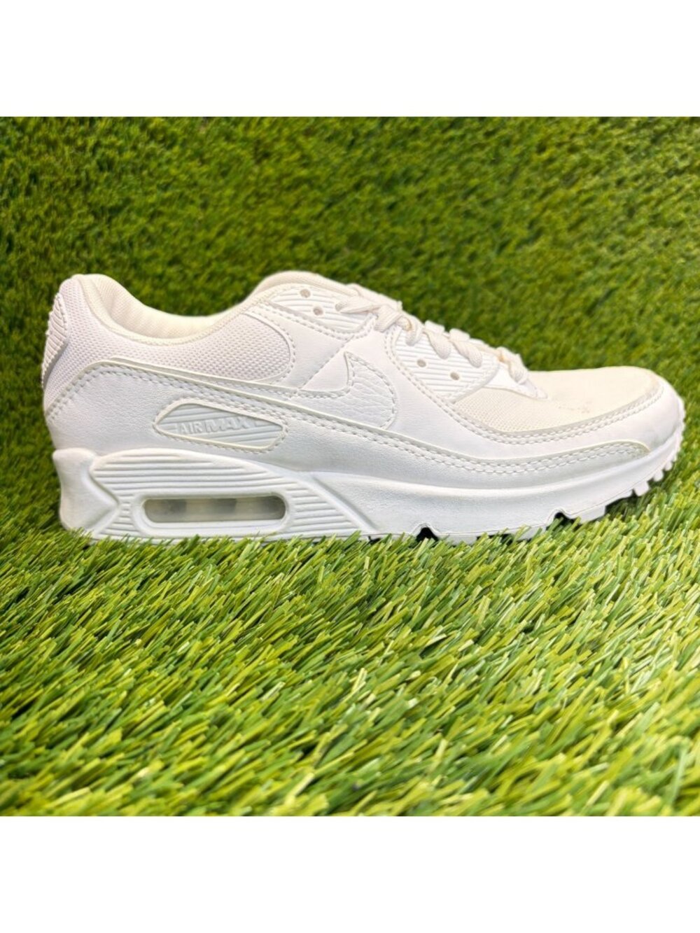 Nike Air Max 90 Womens Size 7 Triple White Athletic Running Shoes Sneakers